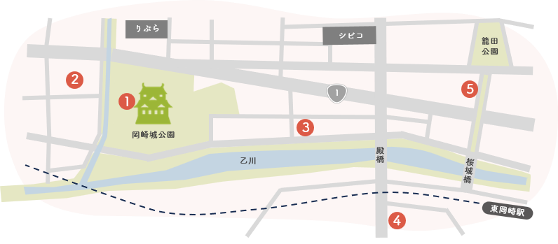 岡崎城公園から 乙川・籠田方面